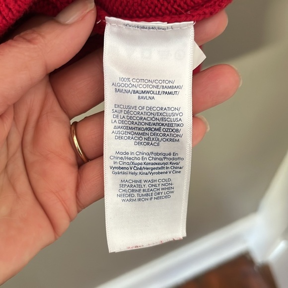 Vintage 90s Chaps Moose Nordic Sweater Men’s L Red 1/4 Zip Cotton Christmas - Picture 10 of 12